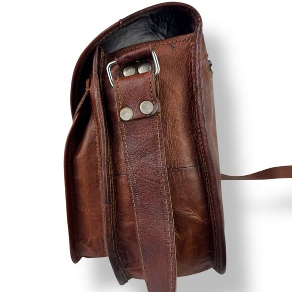 Komal’s Passion Leather Saddle Bag Crossbody Buffalo Leather Rustic Handmade - Picture 8 of 13